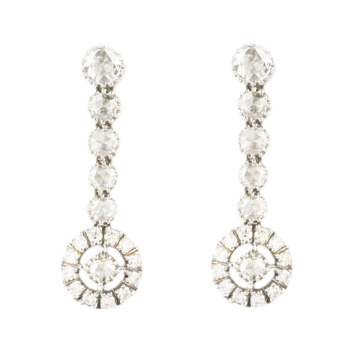 18k White Gold Diamond Drop Earrings | Rich Diamonds